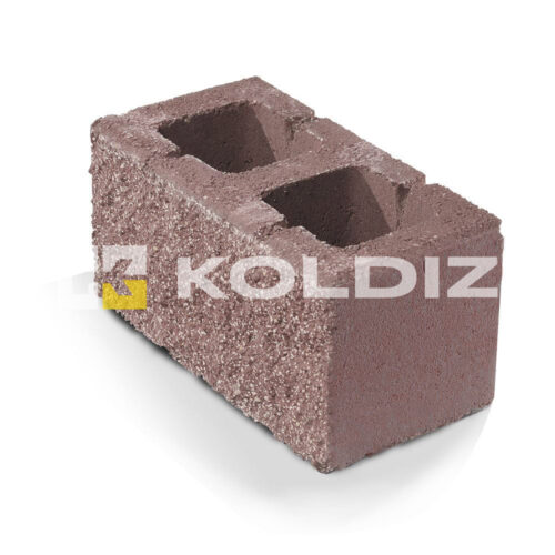 Блок бетонный заборный "Колотая фактура" 390х190х188мм бордовый